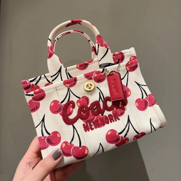 NWT Coach Cargo Mini Cherry Print Canvas Tote Bag 20 - Picture 4 of 17